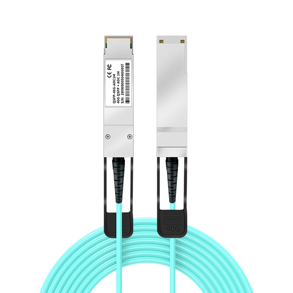 Buacoz QSFP+ to QSFP+ Active AOC Twinax Optical Cable, 5Meter/16.4ft 40G OM3 MMF Direct-Attach Fiber High-Speed Cable, Compatible with Brocade Devices, 40GBASE Ethernet Splitter Cable