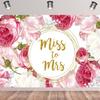 10x6.5ft Miss to Mrs Backdrop Pink Rose Flowers Wedding Photography Background White Floral Green Leaves Bridal Shower Decorations Bride to Be Engagement Party Banner Portrait Photo Booth Props view 2