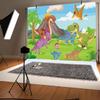 12x8ft Cartoon Dinosaur Backdrop Dino Animals Wildlife Volcano Photography Background Mountains Trees Sky Clouds Banner Decorations Kids Birthday Party Baby Shower Photo Booth Props view 3