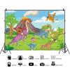 12x8ft Cartoon Dinosaur Backdrop Dino Animals Wildlife Volcano Photography Background Mountains Trees Sky Clouds Banner Decorations Kids Birthday Party Baby Shower Photo Booth Props view 4