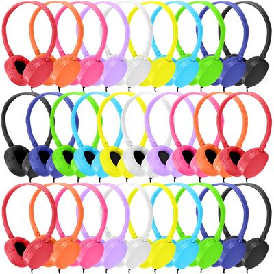 Wensdo 50 Pack Kids Headphones Bulk for Classroom School K-12, Wholesale Wired Student Headaets Adjustable 3.5mm Jack for Chromebook Laptop PC (HY104,50 Mixed)