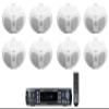 (8) Rockville D4-16 White Dual 4" 16 Ohm Outdoor Home Patio Speakers+Receiver view 1