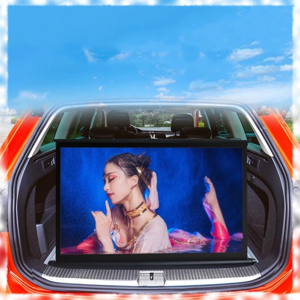 BIUBPW Car Small Projector Screen, 20in 30in 40in 50in Desktop Screen Mobile Projector Screen, Floor Standing Projection Screen Stand for Schools/Meeting(30inch-4:3)