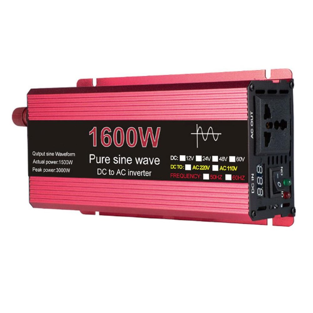 HYDTGZ Pure Sine Wave Inverter 3000W 2200W 1600W 1000W 12V/24V DC to 110V/220V AC Inverter with 1 Universal AC Outlets Solar Power Inverter,1600w,24V to 220V