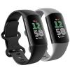 2 Pack Compatible with Fitbit Charge 5 Bands/Fitbit Charge 6 Bands for Women Men, Soft Breathable Sports Adjustable Replacement Wristbands for Women Men (Large 7.1''-9.1'', Black/Grey) view 1