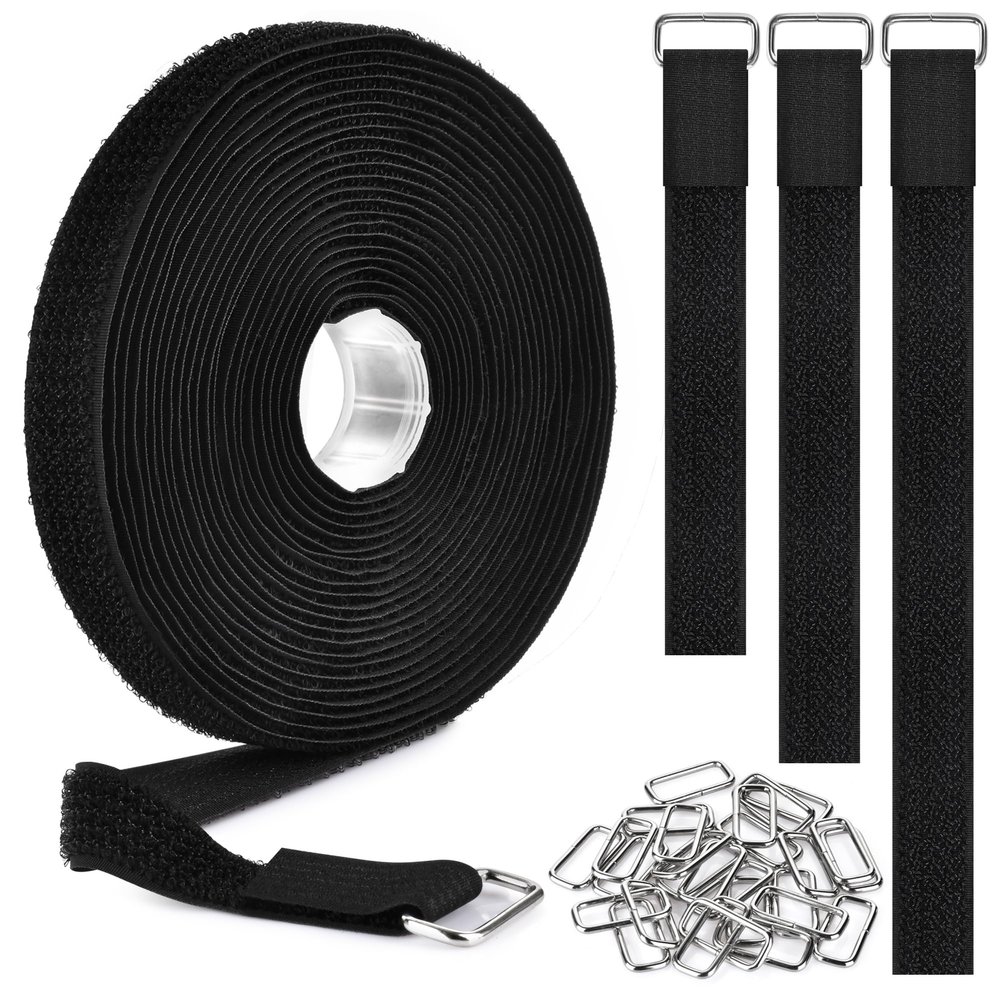 Nettbe 0.75" x19.68ft Hook and Loop Straps with 30 Buckles Adjustable Cut-to-Length Cable Ties - Reusable Nylon Fastening Tape Cable Straps for Storage or Organization (2in x 19.7ft)