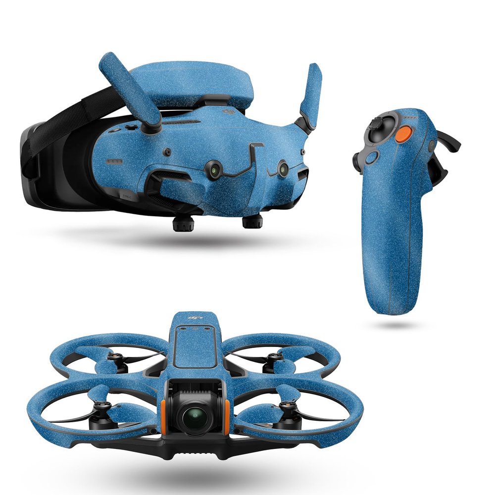 Glossy Glitter Drone Skin Compatible with DJI Avata 2 Bundle (2024) - Solid Blue - Premium 3M Vinyl Protective Wrap Decal Cover - Easy to Apply | Crafted in The USA by MightySkins