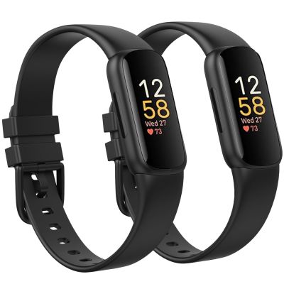 2 Pack Compatible with Fitbit Inspire 3 Bands for Women Men, Soft Breathable Sports Adjustable Fitbit Inspire 3 Replacement Bands for Women Men (Large 7.1"-8.7", Black/Black)