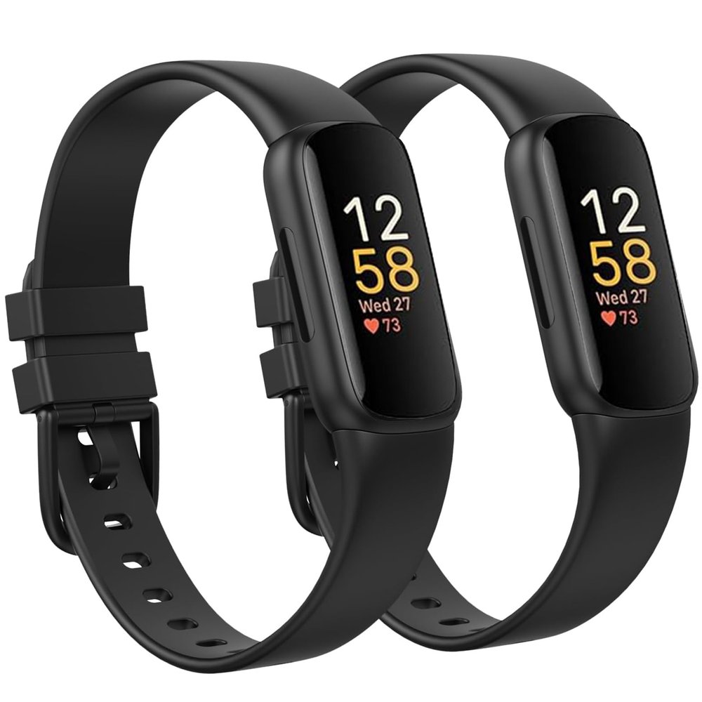 2 Pack Compatible with Fitbit Inspire 3 Bands for Women Men, Soft Breathable Sports Adjustable Fitbit Inspire 3 Replacement Bands for Women Men (Large 7.1"-8.7", Black/Black)