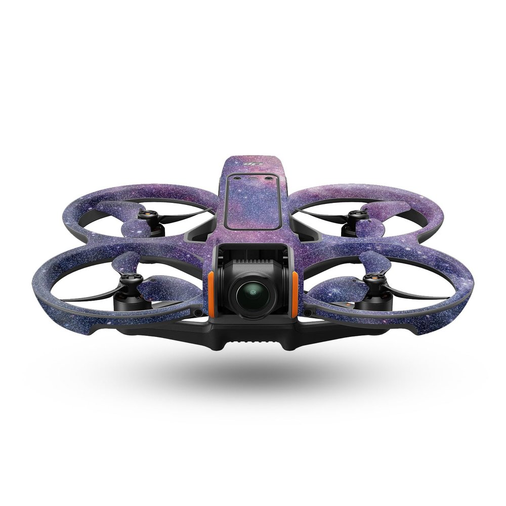 Glossy Glitter Drone Skin Compatible with DJI Avata 2 (2024) - Violet Stars - Premium 3M Vinyl Protective Wrap Decal Cover - Easy to Apply | Crafted in The USA by MightySkins