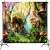 20x10ft Fairy Tale Wonderland Backdrop Enchanted Mushroom Forest Cartoon Background Kids Girls Princess Birthday Party Baby Shower Party Decorations Banner Photo Booth Props view 1