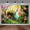 20x10ft Fairy Tale Wonderland Backdrop Enchanted Mushroom Forest Cartoon Background Kids Girls Princess Birthday Party Baby Shower Party Decorations Banner Photo Booth Props view 2
