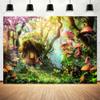 20x10ft Fairy Tale Wonderland Backdrop Enchanted Mushroom Forest Cartoon Background Kids Girls Princess Birthday Party Baby Shower Party Decorations Banner Photo Booth Props view 3
