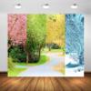 CORFOTO 9x6ft Four Seasons Tree Backdrop Four Seasons Backdrop Spring Summer Autumn Winter Nature Landscape Backdrop Same Place Four Season Photography Backdrop Birthday Art Photo Studio Prop view 3