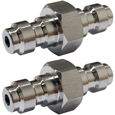 YTQDSS 2PCS 8MM Male to Male Quick Disconnect Plug, Stainless Steel Double Male Fill Nipple Coupler, High Pressure CO2 Tank Refill Fitting for Paintball & SCBA Cylinder