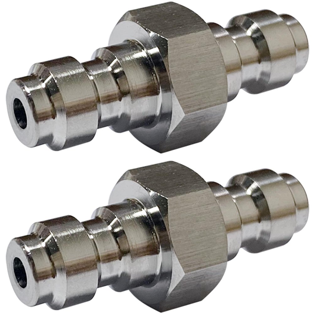 YTQDSS 2PCS 8MM Male to Male Quick Disconnect Plug, Stainless Steel Double Male Fill Nipple Coupler, High Pressure CO2 Tank Refill Fitting for Paintball & SCBA Cylinder