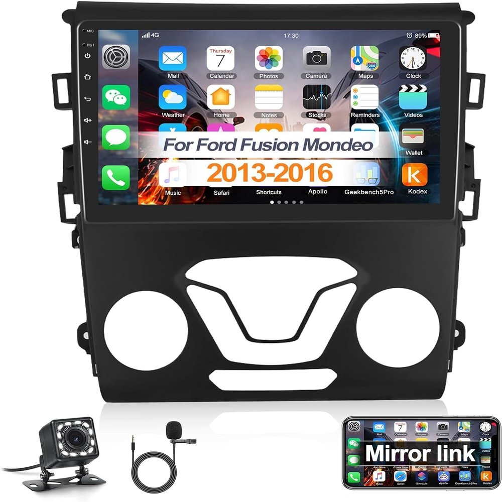2GB (RAM)+32GB (ROM) Android 13 Car Radio Stereo Fit for Ford Mondeo 2013-2016 for Carplay and Android Auto - 9 inch Touch Screen Android Car Stereo WiFi GPS Navigation Steering Wheel Control