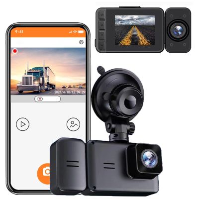 DirectNine Basics Dash Cam Front and Inside 2-inch IPS HD Display Screen G sensor Motion detection Loop recording Infrared night vision Car camera WiFi HD Dash Camera, black