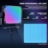 GVM 250W LED Video Light Panel, Photography Lighting with 21000 lux/0.5m, RGB Video Light 2700-75000K, CRI97+, Gel, HSI, 12 Effects, Studio Lighting for Video Recording with App/DMX/Battery view 3