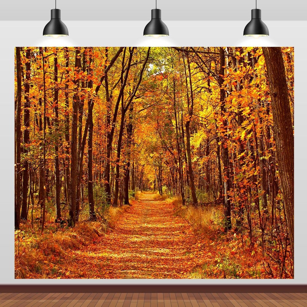 CORFOTO 5x4ft Autumn Backdrop Autumn Forest Backdrop Outdoor Autumn Scenery Photography Background Autumn Fall Leaves Backdrop Autumn Scenery Backdrop Wedding Birthday Party Decor Studio