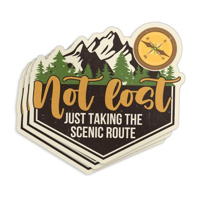Not Lost Just Taking The Scenic Route Sticker, Camping Hiking Adventure Nature 5" Waterproof Die-Cut Vinyl Sticker for Kindle Laptop Water Bottles, Phone Decal Gifts 5 Inches
