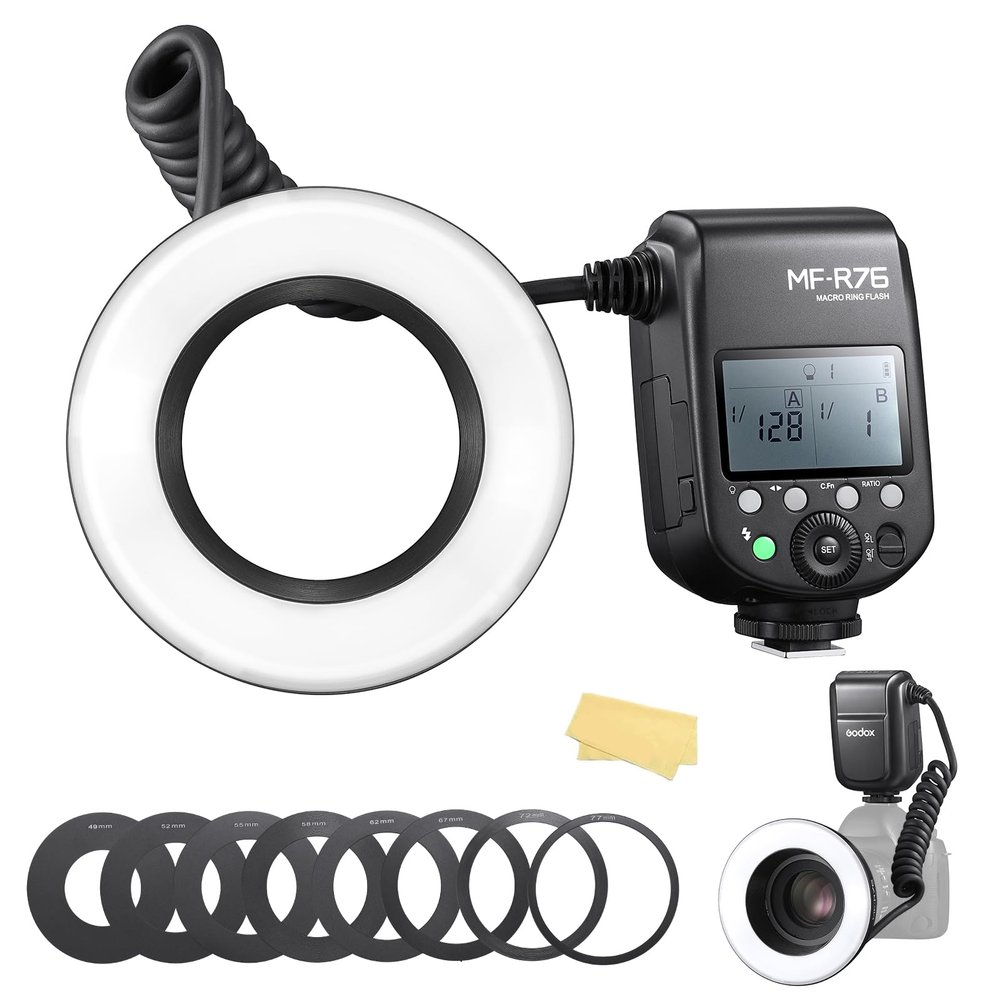 Godox MF R76 Macro Ring Flash 76Ws 660 Full-Power Flashes Dual-Flash Tubes