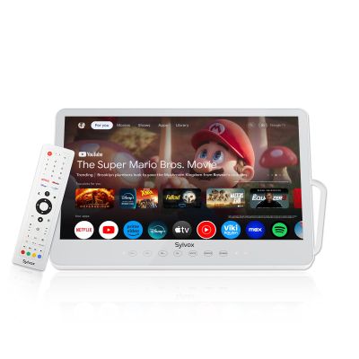 SYLVOX 15.6" Portable TV, 1080P Smart TV, 10000mAh Battery (6H), Rechargeable, IP66 Waterproof, Supports Apps & Voice Control. Perfect for RV, Kitchen, Camper & More