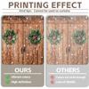 10x8ft Vinyl XMJJKUF Merry Christmas Backdrop Rustic Wooden Door Wreath Snowflake Xmas Tree Gift Background for Holiday New Year Party Banner Family Holiday Party Supplies view 4