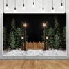 10x5ft Vinyl XMJJKUF Winter Night Backdrop Snow Christmas Pine Trees Forest Street Light Starry Sky Background New Year Holiday Party Decorations Photo Shoot Props view 1
