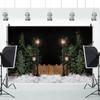 10x5ft Vinyl XMJJKUF Winter Night Backdrop Snow Christmas Pine Trees Forest Street Light Starry Sky Background New Year Holiday Party Decorations Photo Shoot Props view 2