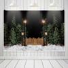 10x5ft Vinyl XMJJKUF Winter Night Backdrop Snow Christmas Pine Trees Forest Street Light Starry Sky Background New Year Holiday Party Decorations Photo Shoot Props view 3