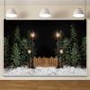 10x5ft Vinyl XMJJKUF Winter Night Backdrop Snow Christmas Pine Trees Forest Street Light Starry Sky Background New Year Holiday Party Decorations Photo Shoot Props view 4