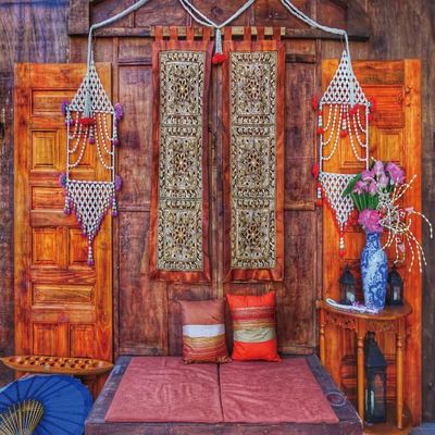 Baocicco 20x10ft Indian Traditional Backdrop for Photography Hindu Vintage Curtain Brown Wood Flower Photography Background Happy Diwali Party Decor Indian Wedding Supplies for Kid Adult Props Video