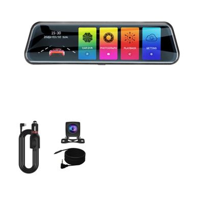 Car Dvr Mirror 10 Inch IPS 2.5D Touch Screen Stream Rearview Dash Cam Mirror Dual Car Camera Dashcam Drive Recorder FHD1080P (Color : Two Lens 1080P-6M, Size : 32G), laiyong1987 (Two Lens 1080P 10M)