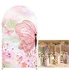 Aerdce Pink Butterfly Arched Background Fabric Covers Spring Pink Floral Arch Backdrop Stand Cover for Butterfly Kisses Party Decorations Props(Only Cover) view 1