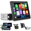 10.1 Inch Single Din Car Stereo Carplay, Removable Touch Screen Car Radio Android Auto, Detachable Screen 1 Din Head Unit Bluetooth Hands-Free Call, FM Audio Receiver with Mirror Link, Backup Camera view 1