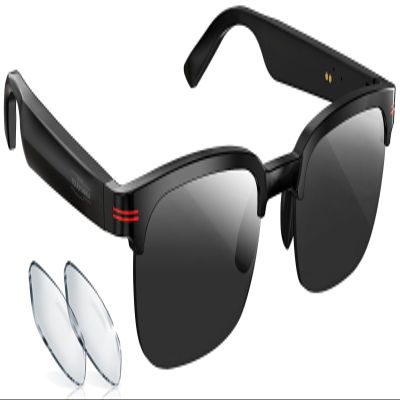 Smart Glasses Smart Sunglasses for Men Women Glasses with Bluetooth Audio Music Control Call Answer Open Ear Sound with Built-in Mic/Speakers HD Voice Assistant Compatible with iOS Android Phones
