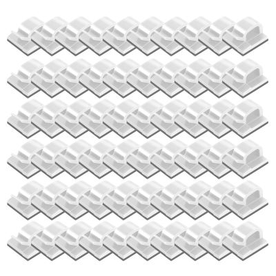 Rooyar 60Pcs Outdoor Cable Clips with Adhesive Tapes Holder Wire Holder for LED String Light Decor, White