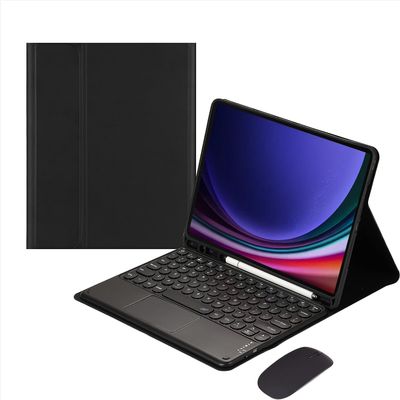 Aidashine Keyboard Case for Samsung Galaxy Tab S9 FE Plus/S9 Plus 2023 12.4 inch- Multi-Touch Trackpad, Detachable Wireless Keyboard Folio Tablet Case,Black