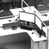 Large Computer Monitor Stand for 3 Monitors, Corner Desk Monitor Riser Ergonomic, Sturdy Wood Computer Screen Shelf for Office Supplies, Notebook, Plants, Cups(Black,11cm (4 3/8in)) view 1