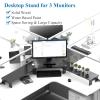 Large Computer Monitor Stand for 3 Monitors, Corner Desk Monitor Riser Ergonomic, Sturdy Wood Computer Screen Shelf for Office Supplies, Notebook, Plants, Cups(Black,11cm (4 3/8in)) view 2