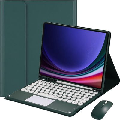 Aidashine Keyboard Case for Samsung Galaxy Tab S9 Ultra 14.6 inch- Multi-Touch Trackpad, Detachable Wireless Keyboard Folio Tablet Case,Deep Green