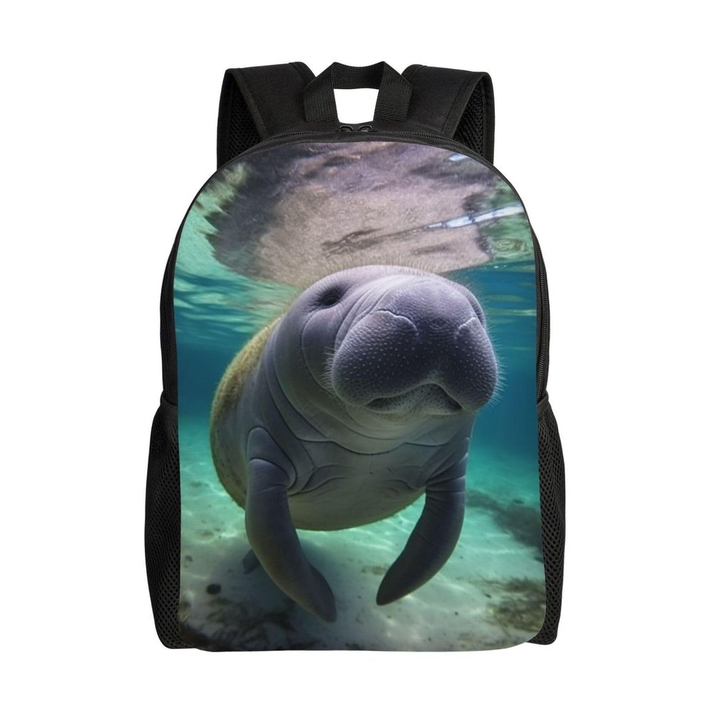 JHLMN Backpack Cute Sea Animal Manatee Travel Casual Laptop Backpack Waterproof Hiking Daypack for Men Women