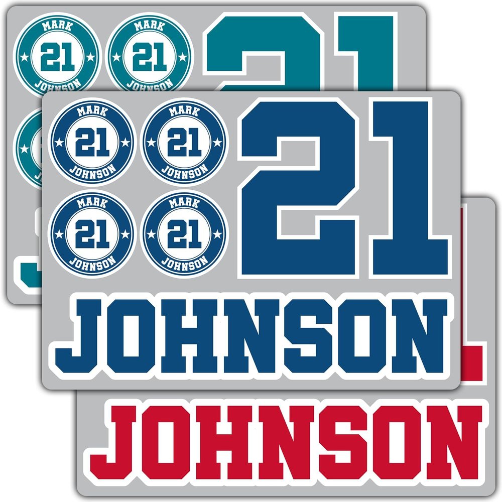 Custom Baseball Helmet Sticker Set - Includes Personalized Decals for Baseball Bats, Sports Helmets, Bat Knobs and More (Multi Color)