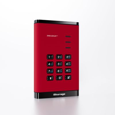 iStorage diskAshur3 SSD 1TB Red - Secure Portable Solid State Drive - Password Protected - Dust & Water Resistant - Hardware Encryption