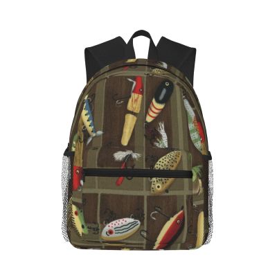 JBYJBX Fishing Lure Style Print Double Shoulder Backpack,Casual Bag Laptop Backpack,Work,Travel,Sports Daily Use