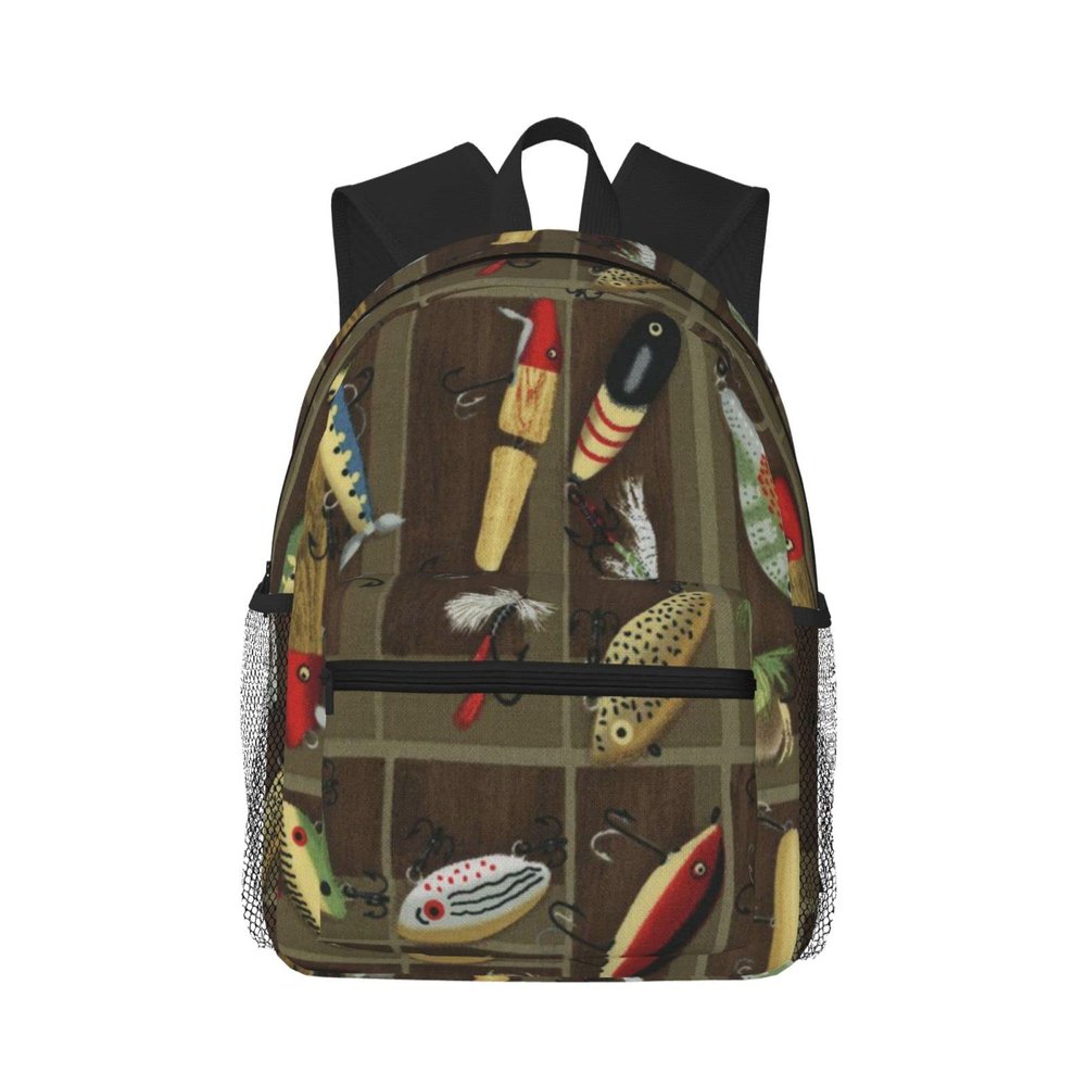JBYJBX Fishing Lure Style Print Double Shoulder Backpack,Casual Bag Laptop Backpack,Work,Travel,Sports Daily Use