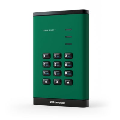 iStorage diskAshur3 SSD 4TB Green - Secure Portable Solid State Drive - Password Protected - Dust & Water Resistant - Hardware Encryption