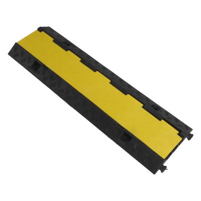 1Pack of 1 Meter 3 Channel Rubber Cable Cord Protector Ramp, Wire Cord Ramp Driveway Traffic Speed Bumps Cable Protector, for Asphalt Concrete Gravel Indoor Outdoor, Yellow