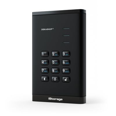 iStorage diskAshur3 SSD 4TB Black - Secure Portable Solid State Drive - Password Protected - Dust & Water Resistant - Hardware Encryption